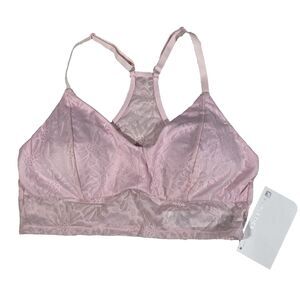 Fabletics Mariana Mesh Midi Bra Racerback Pink Lace Women's Size Large NWT